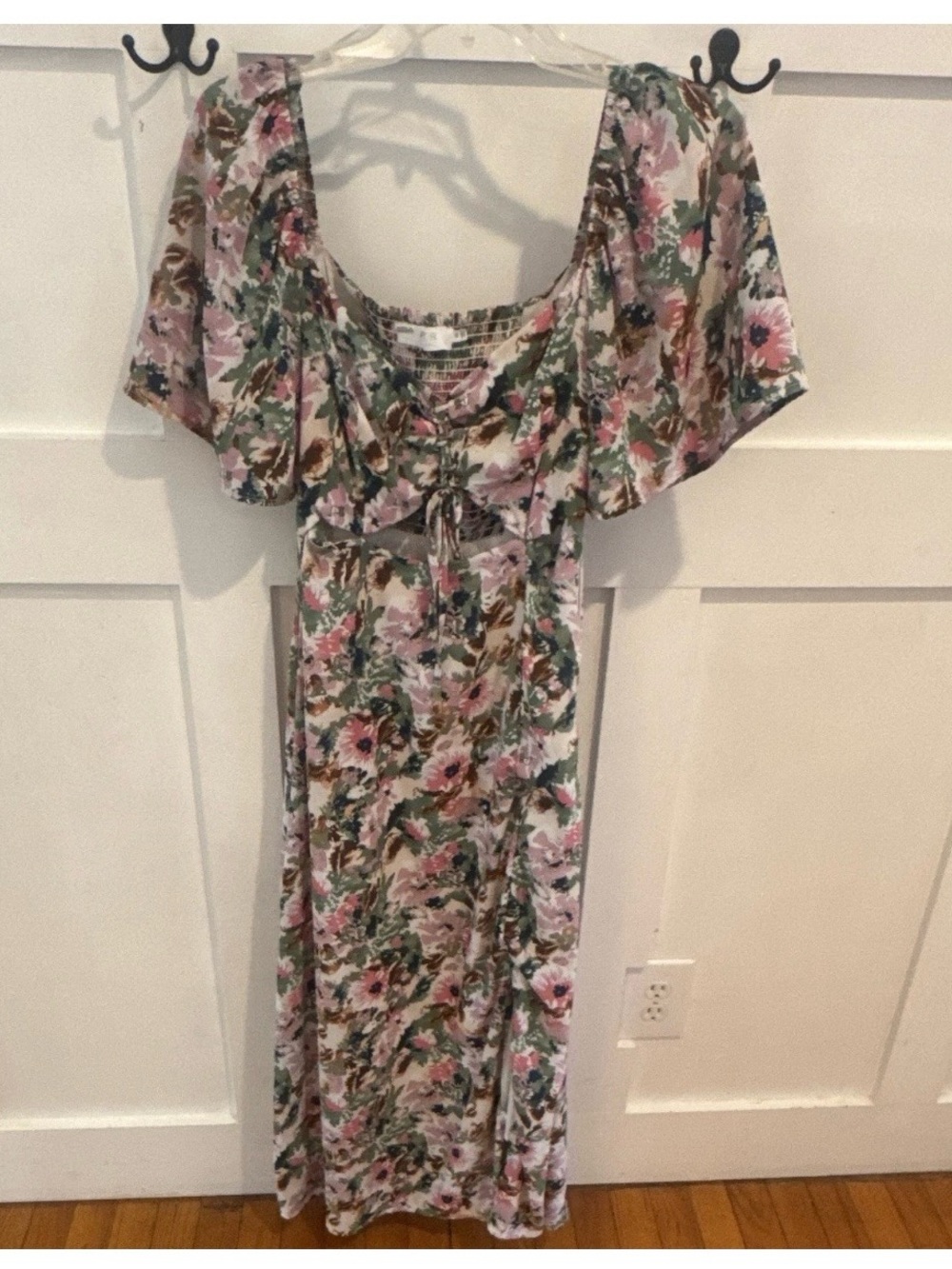 Astr Floral Maxi Dress in Pink and Green